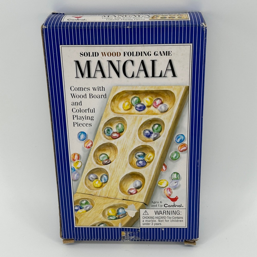 Cardinal Mancala Solid Wood Folding Board Game with‎ Glass Pieces Ages 6+ Family